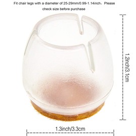 CBTONE Chair Leg Caps Fits 1 to 1-3/16 Inch Silicone Floor Protector Round Furniture Table Feet Covers with Felt Pads for Hardwood Floors, 32 Pack