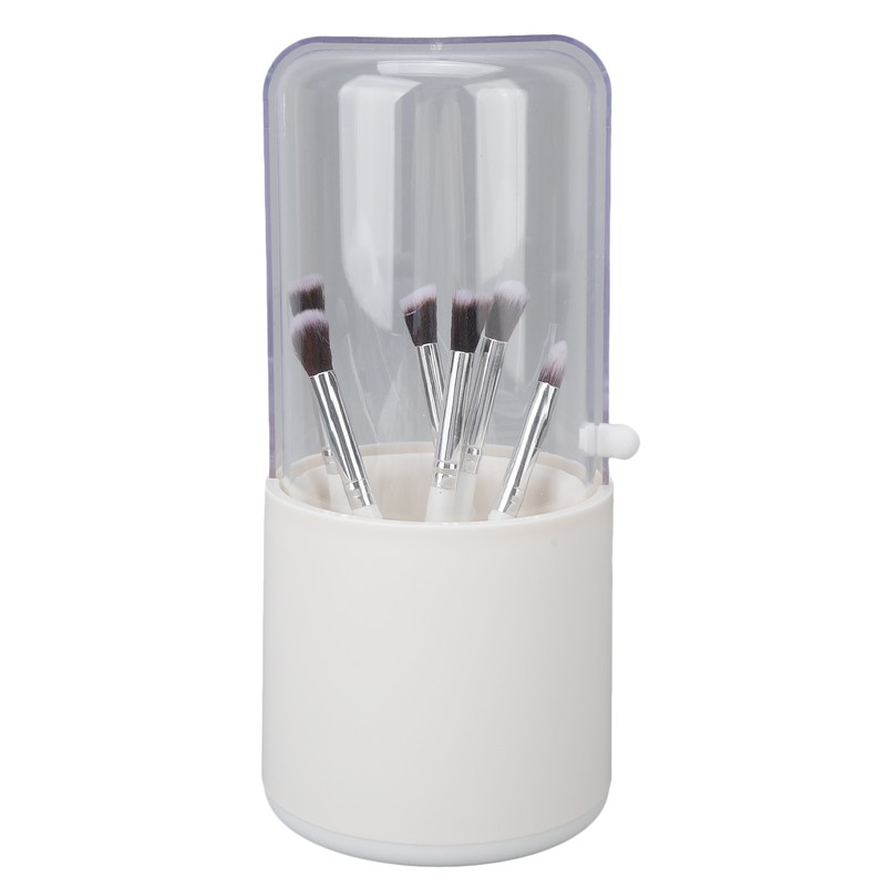 Makeup Brush Holder White with Pearl Filling Rotating 180 Degree