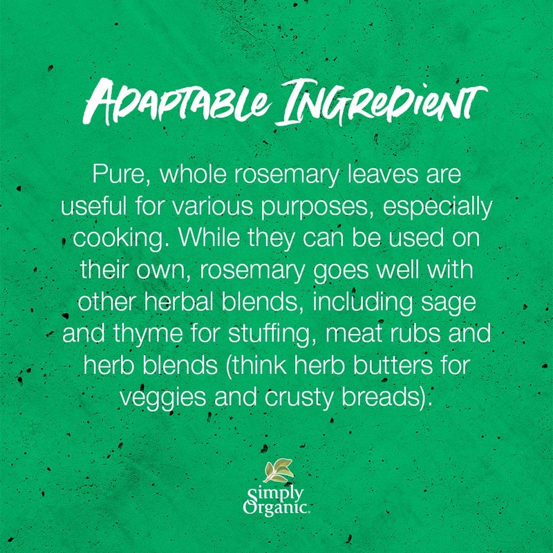 Simply Organic Whole Rosemary Leaf, 1.23 Ounce, Pungent, Herbaceous, Fresh
