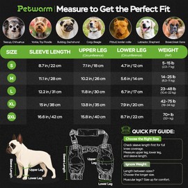PetWarm Dog Leg Sleeves, Waterproof, Recovery Elbow and Knee Protector, All Season Anti-Licking Pair for Medium Dogs, Post Surgery Protection, Green, M