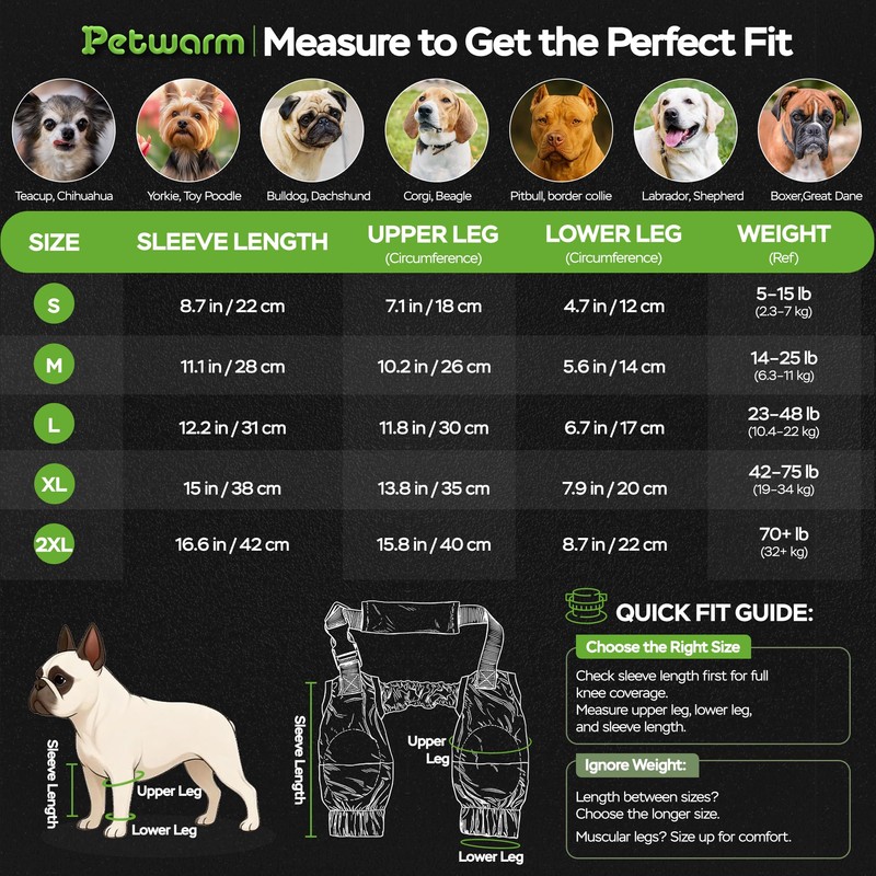 PetWarm Dog Leg Sleeves, Waterproof, Recovery Elbow and Knee Protector,
