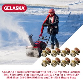 GELASKA 8 Pack 5/16-18 x 3/4 Carriage Bolts Replaces MTD 710-0451, Craftsman 710-0451, Murray 1740718AYP Skid Shoes Bolts