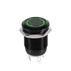 12mm Momentary Push Button Switch 12v LED Light Car Switch Metal Momentary Push Switch On Off Latching(Green LED Light)led 12v switch