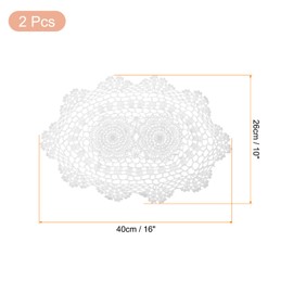 sourcing map 2 Pcs 16x10 Inch Handmade Crochet Doilies, Polyester Cotton Table Placemats Oval Table Crochet Placemats for Dining Table Kitchen Parties, White