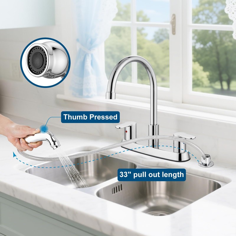 Cinwiny 8 Inch Centerset Kitchen Faucet for Sink 3 Hole