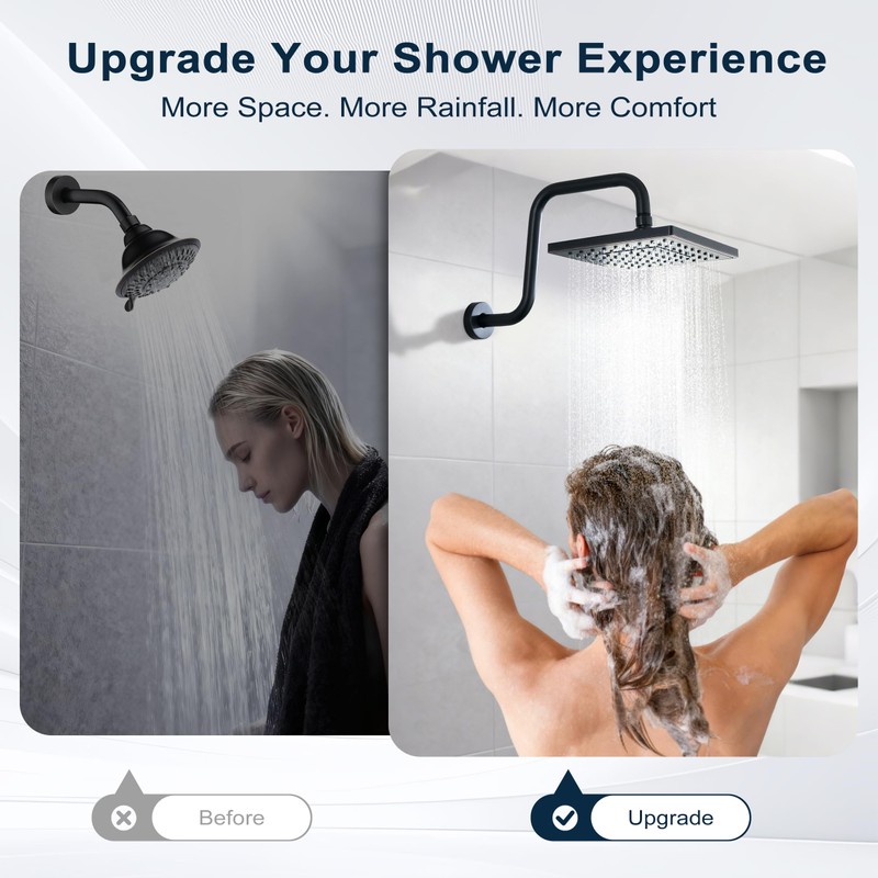 BRIGHT SHOWERS 13 Inch Shower Head Extension Arm with Flange
