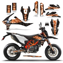 AMR Racing MX Dirt Bike Supermoto Motorcycle Graphics kit Sticker Decal Compatible with KTM 690 SMC-R 2019-2020 - Mad Hatter Black with Orange Stripe