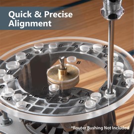 POWERTEC Router Base Plate Clear Acrylic 6-1/2" & 5/16" Thick w/Centering Pin, Screws & Letter Marked Predrilled Holes - Fits Bosch, Dewalt, Ryobi, Porter Cable, Makita, Craftsman & More (71369)