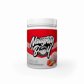 Naughty Boy ISO-9 Isolate Protein Powder, Optimum Taste and Mixability for Both Males and Females, High Protein, Low Sugar, Low Carb, Muscle Building Powder (Strawberry Milkshake, 900 g)