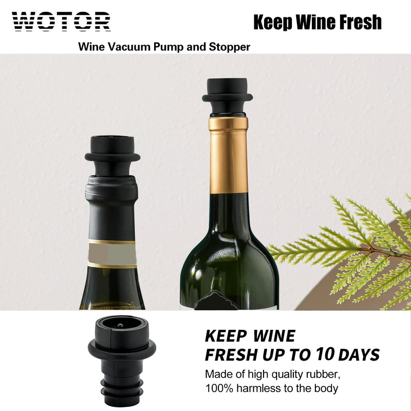 WOTOR Wine Stoppers Vacuum, Wine Saver, Wine Pump Vacuum Stoppers,