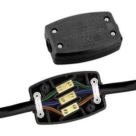 2Pcs 3 Terminal Electrical Junction Box, Jagowa 250V 13Amp Cable Joiner Box Flex Connector for Outdoor Connector Electrical Power and Automotive Wiring (Black)