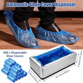 Shoe Cover Dispenser Containing 400pcs Shoe Covers Disposable Non Slip High Quality, Automatic Shoe Cover Machine with Disposable Shoe Covers for Indoors for Most Occasion and Shoes Size