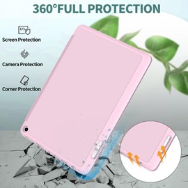 All-New 8inTablet Case,DJ&RPPQ Smart Trifold Stand Case with Hard PC Back and Auto Wake/Sleep Incompatible with Alcatel TCL,Pink