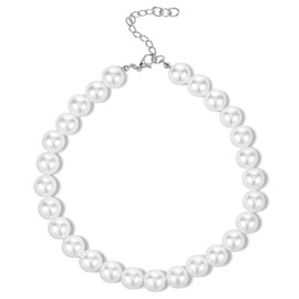 Qianyu Pet Pearl Collar Cute Cat Pearl Necklace Chunky Pearl Jewelry Accessories Adjustable Bling Beaded Dog Collar for Chihuahua York Puppy Kitten Wedding Party