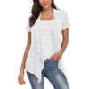 Women’s Open Front Cardigan Irregular Hem Short Sleeve Outfits (M,