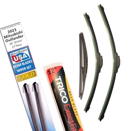 Beam Blade Wipers Replacement Set for 2023 Mitsubishi Outlander w/Rear - WiperBladesUSA Gold Beam Wiper Blades Wipers Set