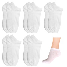 OMCGG 5 Pairs Womens Cotton Ankle Socks, Boat Invisible Socks Breathable Sweat-wicking Odour-resistant Anti-slip No Show Low-cut Casual Sock (White)