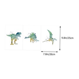LALAFINA 3pcs Dinosaur Watercolor Canvas Wall Art Decor for Living Room Modern Unframed Art Prints for Nursery Patterns Bright Colors Easy to Hang