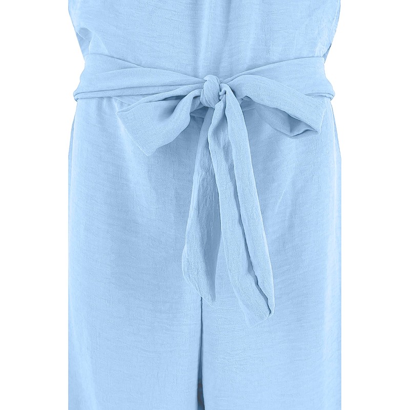 Girls Long Sleeveless Dungarees (Code 8809) Sky Blue 14 Years