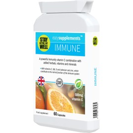 Immune is a scientifically Crafted with Powerful Immunity strengthening Ingredients to Promote Healthier Immune Function. Vitamins C, B6, D Selenium and zinc. Contains 60 Capsules