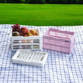 ZHJINGYU - Cajas para almacenamiento, cestas de plástico para organizar, cesta de compras plegable, caja plegable con asas, caja de almacenamiento plegable, cesta de coche, para cocina, baño,