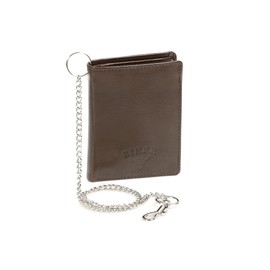 Biker Wallet with chrome chain vertical format LEAS, Genuine Leather, brown