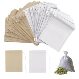 Simpeak 200 Pcs Tea Bags Tea Packs with String Disposable Strainer Empty Bag Filter Unbleached Natural for Loose Leaf Tea & Coffee (8*10cm)