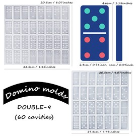 3 Packs Domino Molds and Dominoes Box Molds, CNYMANY 60 Cavities Double 9 Silicone Epoxy Resin Casting Jumbo Mold Clay Mold Storage Box Mold for DIY Pendant Jewelry Crafts Making Tool