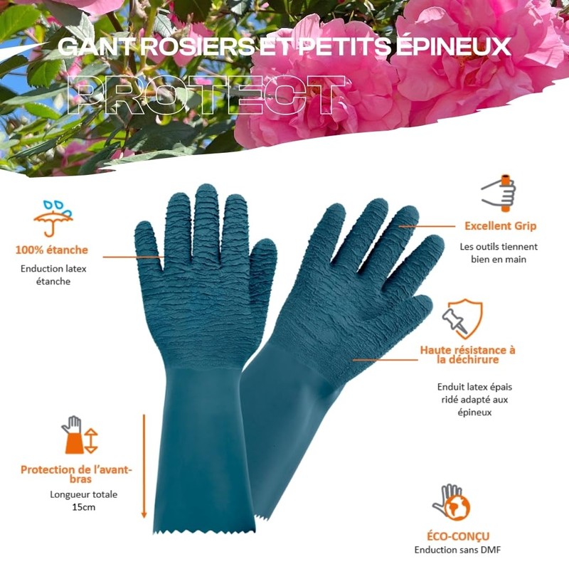 Rostain Protectmax-IT09 Gardening Gloves Roses Small Brush 100% Waterproof Long