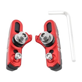 2 PCS Bicycle Carbon Fiber Rim Brake Block, Replaceable Drawer Type C Clip Brake Rubber, Matte Aluminum Alloy Brake Boots (Red-Al, RAL)