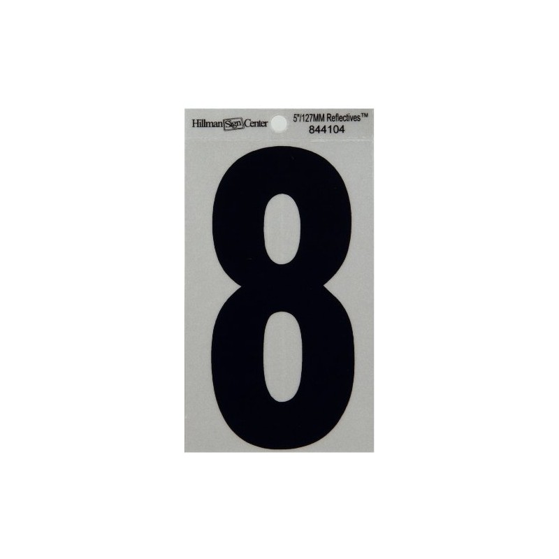 Hillman 844104 5-1/4" Black and Silver Reflective Poly-Film Adhesive Number