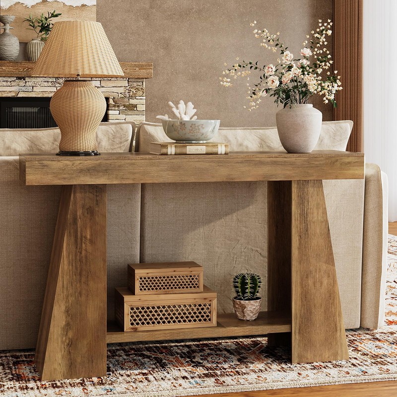 Tohomeor 47.24" Farmhouse Entryway Console Table, Narrow Sofa Table Behind