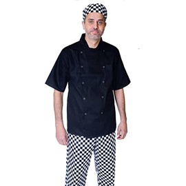 IBEX Professional Black Half Sleeves Chef Jacket, Cooks, Restaurant Staff, Food Service, Caterers, Bakers Chef Coat, 5XL