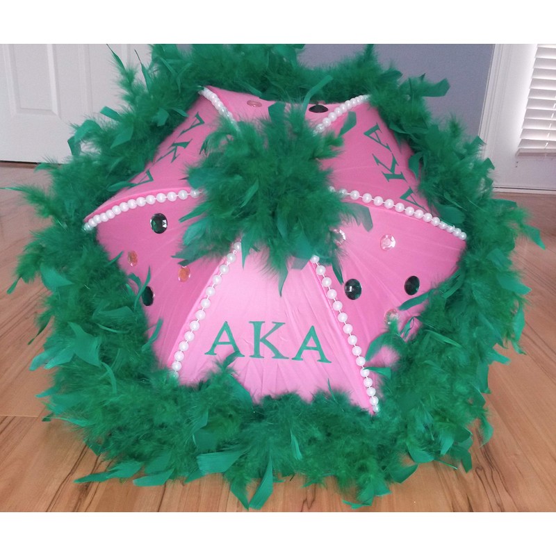 New Orleans Pink and Green Sorority Second Line Umbrella- Dark
