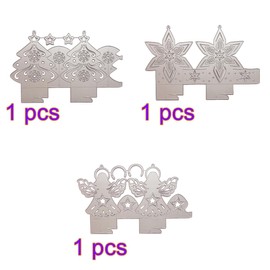 JAWSEU 3pcs Snowflakes Lantern Cutting Stencil Christmas Angel Cutting Lampshade Cutting Dies Christmas Tree Embossing Stencils for Scrapbooking DIY Cards Christmas Decoration for Crafts