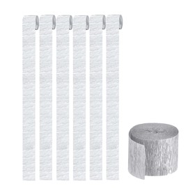 6 Rolls Silver Crepe Paper Craft Streamers Hanging Christmas Crepe Paper Streamers Silver Crepe Paper Roll Streamer Curtain Backdrop Hanging Tassels Party Streamers for Festival Party Wedding Decor