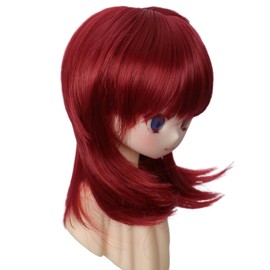Tzncos Just 1pc Wig fit for 8-9 inch Head 1/3 BJD soft hair wolf tail wig short wigs (Deark Red)