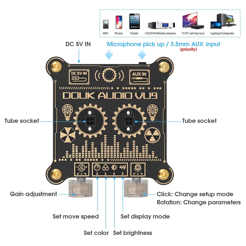 Tube Sound Level Meter Pixie Tube Meter MIC Audio Analyzer