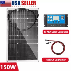 Unbranded 6*150W Watt 12V Mono Solar Panel Off-Grid For Battery Power RV Home Camping Boat - 150W, 1x40A Controller+1xMC4 Connector