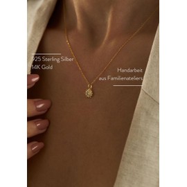 Einzelstück® Necklace with Mini Sun Pendant I 925 Sterling Silver Chain Sun I 14K Gold I Rose Gold Plated I Silver Chain Minimal Sun with Zirconia Stones I Real Jewellery, Sterling Silver