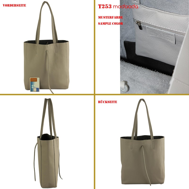 modamoda de - T253 - Italian Leather Tote Bag with
