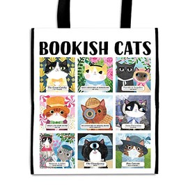 Galison Mudpuppy Bookish Cats Reusable Shopping Bag