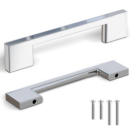 Southern Hills Polished Chrome Cabinet Handles - 5-Pack - 3.75" Centers - Chrome Drawer Pulls - Silver Cabinet Handles - Modern Cabinet Hardware - Kitchen Cabinet Pulls - SH3229-96-CHR-5