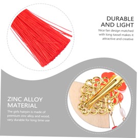 Healeved 2pcs Hairpin Wedding Hair Clips for Brides Claw Clips for Girls Girl Hair Clips Wedding Hair Accessories Flower Fan Crystals Decor Kimono Child Bathrobe Red Side Clip Zinc Alloy