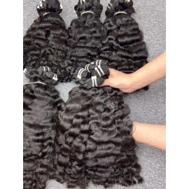 Vietnamese Raw Human Hair Weave Bundles High Quality Original Double Weft Natural Wavy Human Hair Bundlesstyle: burmese curly, color: Black, Stretched Length: 12 inches