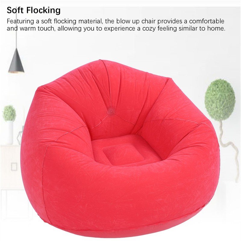 Inflatable Lounge Chair Flocking PVC Portable Folding Blow Up Sofa
