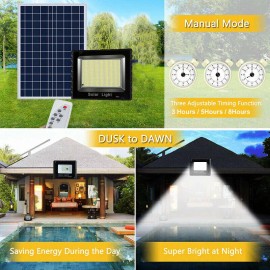 300W LED Solar Flood Light Dusk to Dawn Security Wall Street Yard Outdoor Lamps