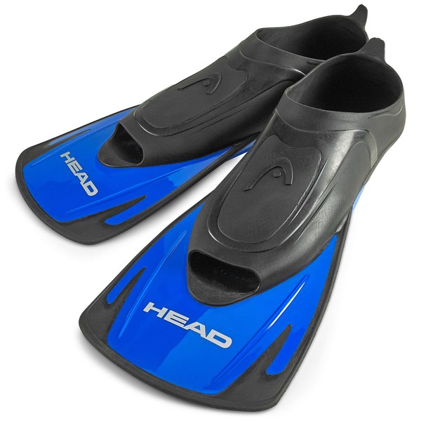HEAD by Mares Italian Design Swim Training Fins Flippers, Designed Blade to Increase Leg Strength and Speed with Snorkel Gear Bag, Black/Blue, Men's, 9.5-10.5 / Women's 10.5-11.5 (450000-SF034BL)