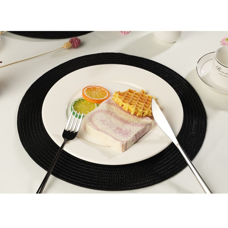 Place Mat Round Black Place Mats Washable Set of 6
