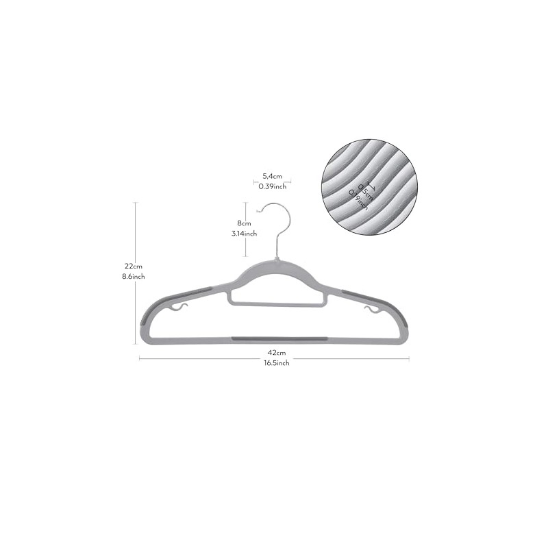 MAGMALIFE 36 Ganchos para Ropa de Plástico Premium: Gancho Plateado